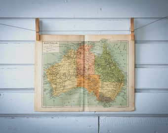 1928 Vintage Map of Australia