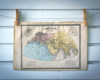 1877 Vintage Map of Known World in Classical Antiquity