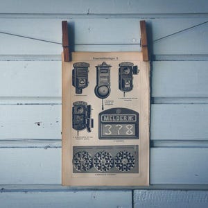 1909年製ヴィンテージ火災警報器リトグラフイラスト