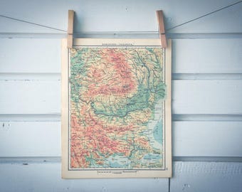1956 Vintage Romania & Bulgaria Map