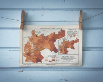 1907 Vintage Germany Crime Map
