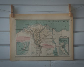 1941 Vintage Map of Nile Delta
