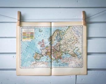 1937 Vintage Map of Europe