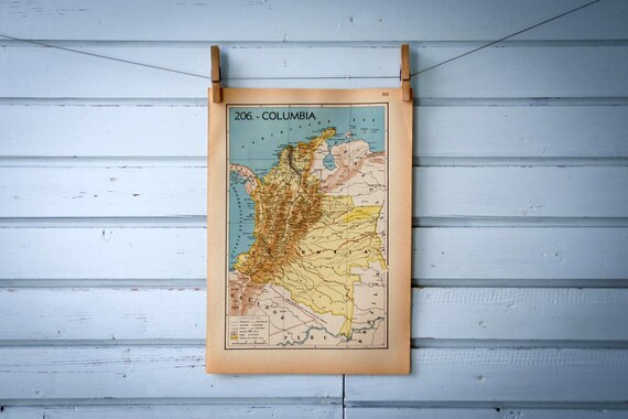 1941 Vintage Colombia Map - Etsy Norway