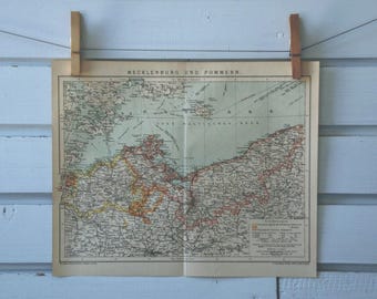 1894 Vintage North Germany & Poland Map