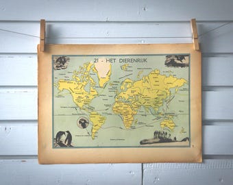 1941 Vintage Zoogeography Map of the World
