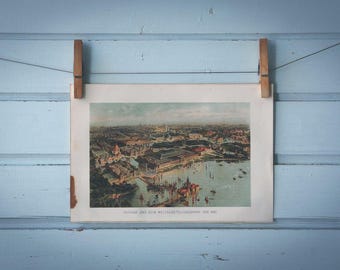 1897 Vintage Chicago Chromolithograph Illustration