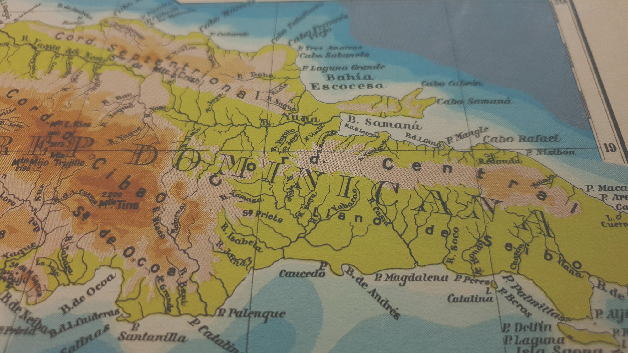 1950 Vintage Dominican Republic Map