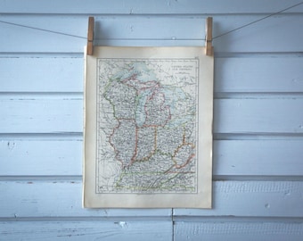 1907 Vintage East North Central USA Map