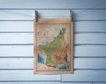 1946 Vintage Map of France