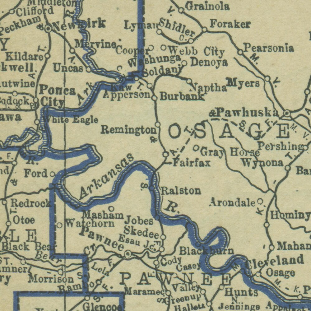 1929 Vintage Oklahoma Map