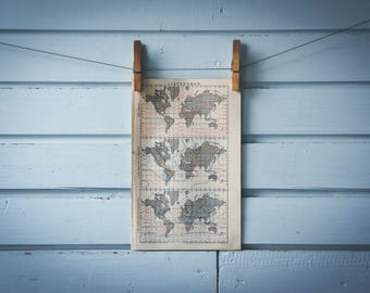 1887 Vintage World Climate Map