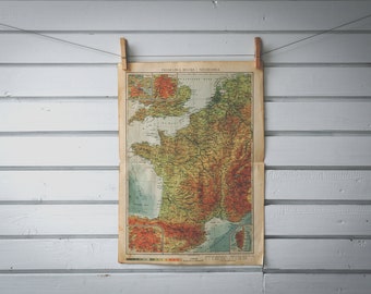 1952 Vintage Map of France
