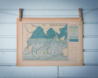1941 Vintage Map of the Indian Ocean