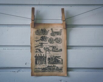 1913 Vintage Artillery Lithograph Illustration