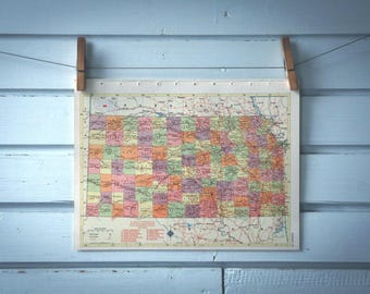 1957 Vintage Kansas Map