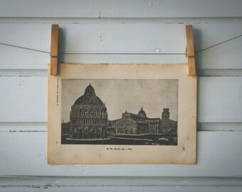 1894 Vintage Pisa Lithograph Illustration