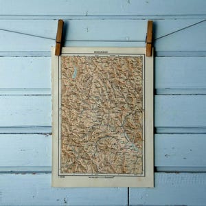 Mapa Triponto da Sérvia, Bulgária e Macedônia do Norte, vintage, 1971