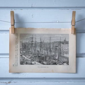 1892 Vintage Stettin Lithographie Illustration