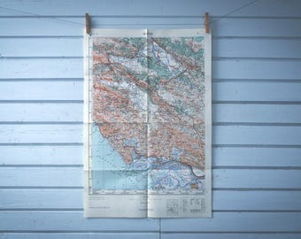 1960 Vintage South Dalmatia & West Herzegovina Map