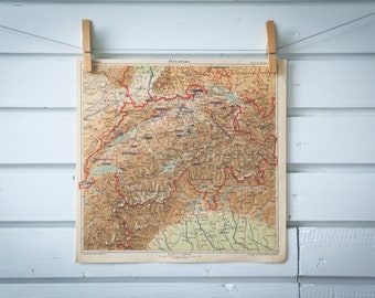 1903 Vintage Switzerland Map