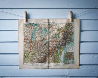 1928 Vintage Northeastern USA Map
