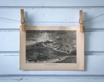 1888 Vintage Etna Lithograph Illustration