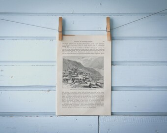 1897 Vintage Labrador Fishing Station Lithograph Illustration