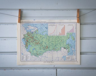 1967 Vintage USSR Metalworking Map