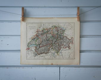 1901 Vintage Map of Switzerland