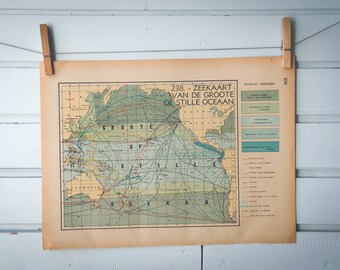 1941 Vintage Map of the Pacific Ocean