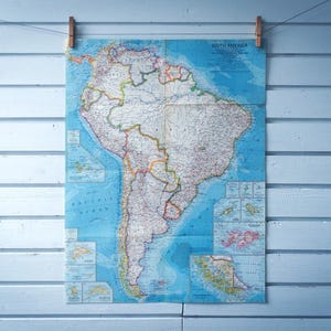 Carte de l'Amérique du Sud National Geographic, 1960