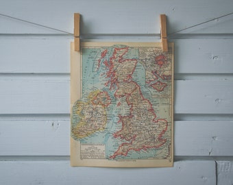 1936 Vintage Map of United Kingdom & Ireland