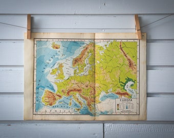 1950 Vintage Map of Europe