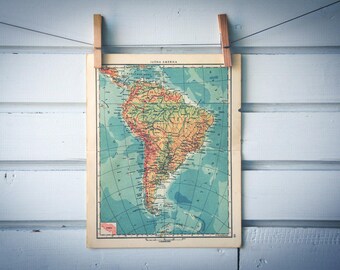 1956 Vintage South America Map