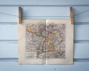 1932 Vintage Southwest Germany Map