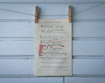 1907 Vintage Musical Notation Chromolithograph Illustration