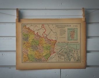 1941 Vintage Northeast France Map