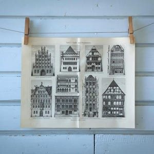 1907 Vintage Gothic & Renaissance Residential Architecture Illustration