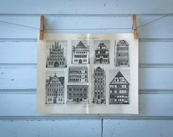 1907 Vintage Gothic & Renaissance Residential Architecture Illustration