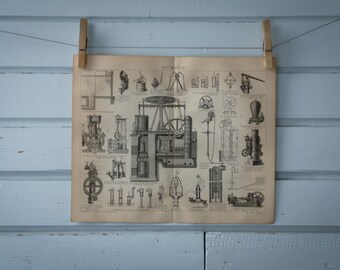 1887 Vintage Pump Lithograph Illustration
