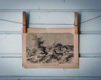 1888 Vintage Lisbon Earthquake Lithograph Illustration