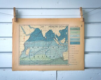 1941 Vintage Map of the Indian Ocean