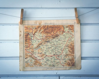 1924 Vintage Map of Hungary