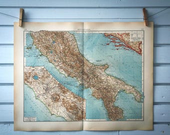 1906 Vintage Central Italy Map