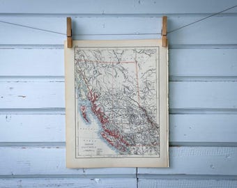 1904 Vintage British Columbia Map
