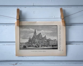 1892 Vintage Wrocław Lithograph Illustration