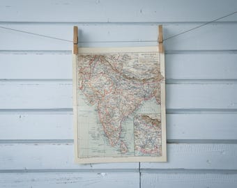1907 Vintage Map of India