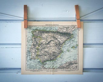 1893 Vintage Map of Spain