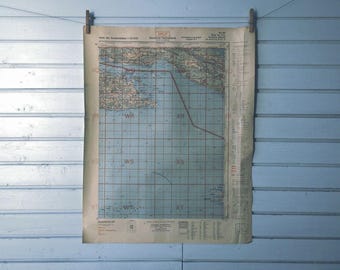 1943 Vintage East Korčula & West Pelješac Map
